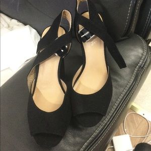 Candies Heel Faux Suede Sandals US 7 Black